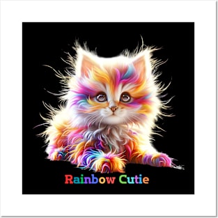 rainbow cutie kitten Posters and Art